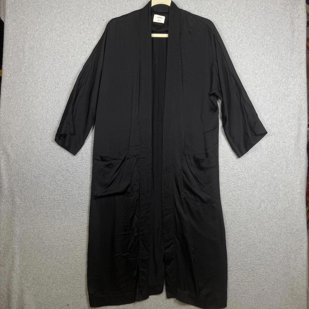 Wilfred Women's Size Small Black Open Front Cardigan Sweater Duster Pockets